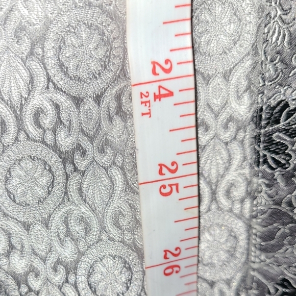 Jacket Shacket Asian Style Silver Silky Floral Button Down Blouse Large 12 - Picture 4 of 5